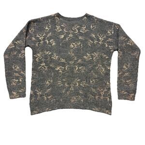 Stitches & Stripe Revolve Gray Rose Gold Foil Print Crewneck Hi Low Sweater S